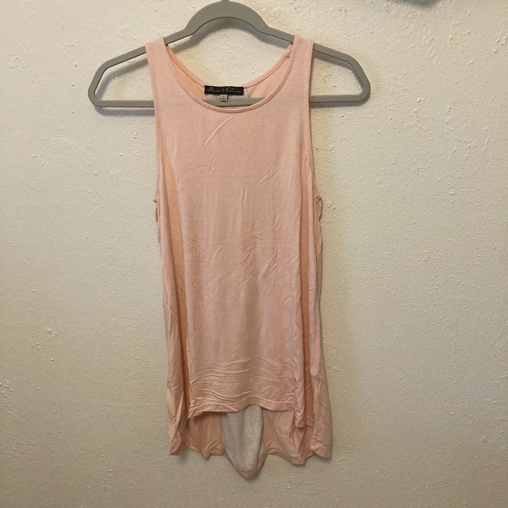 Rose & Olive Pink/Peach Tank Top High Low Tunic S